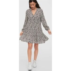 GAP Tiered Mini‎ Dress Animal Print V Neck Long Sleeve XS Flowy Casual